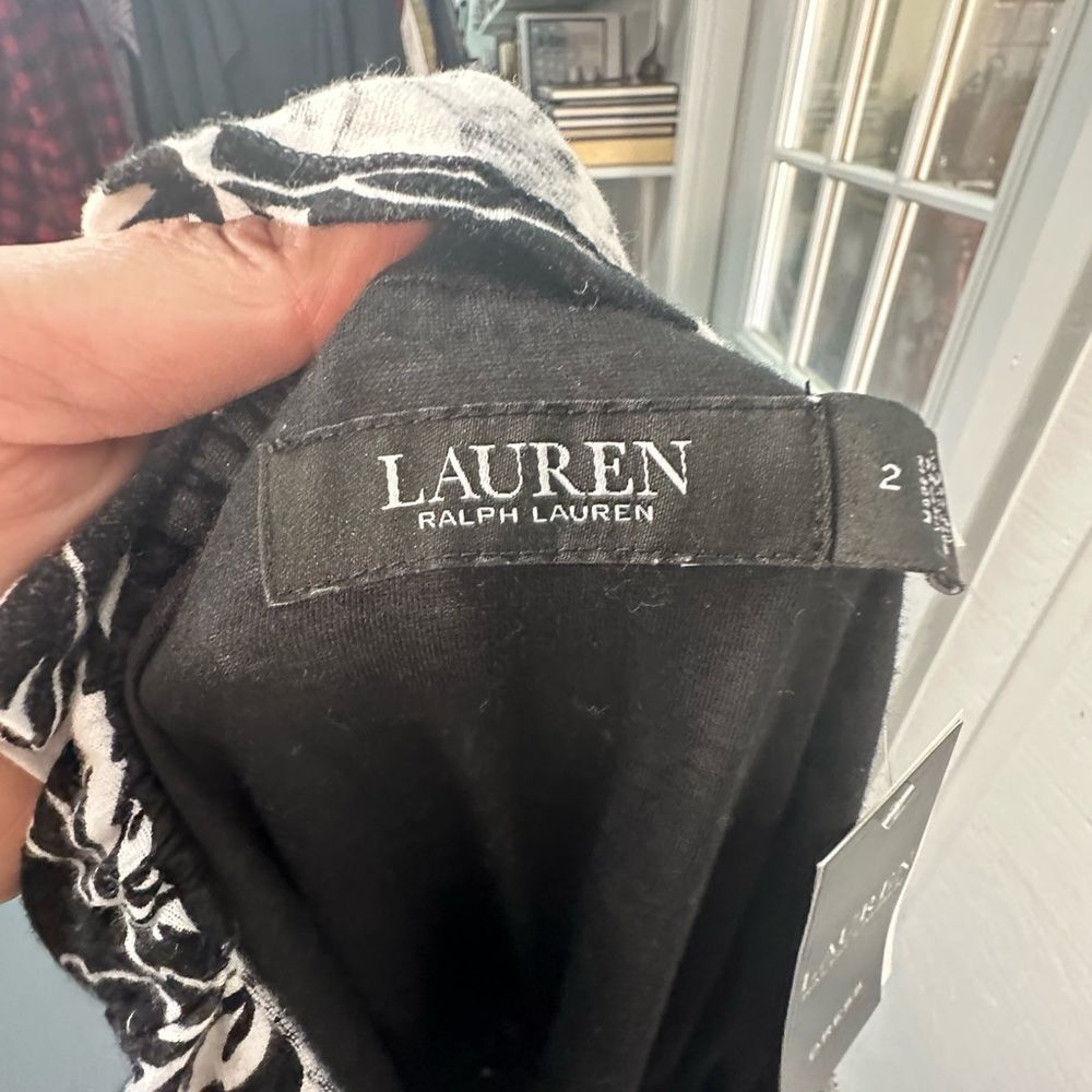 Lauren Ralph Lauren Women's Black and White Floral Jersey r Dress Size 2 NWT - Picture 8 of 11
